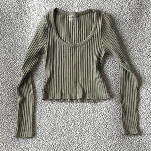 Eye Candy Ribbed Olive Long Sleeve Top